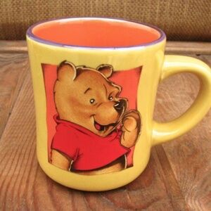 Disney Winnie the Pooh Coffee Mug Mustard Yellow Made in Thailand 12 oz